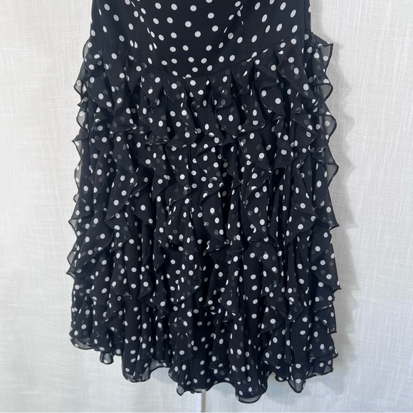 White House Black Market Polka Dot Ruffle Tiered Strapless Dress Size 10 - Picture 7 of 13
